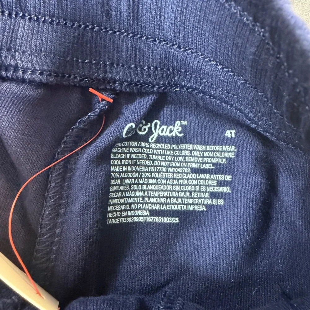 Cat & Jack Toddler Boys 2pc Cargo Sweatshirt and Jogger Set Navy Blue 4T NEW